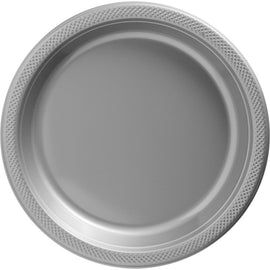 Silver Sparkle Plastic Plates, 10 1/4"