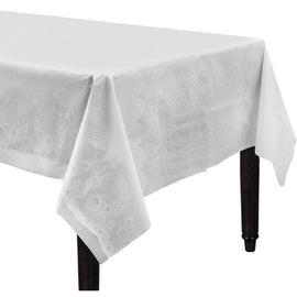 White Lace Plastic Table Cover, 54" x 108"