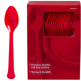 Big Party Pack Apple Red Plastic Spoons