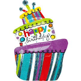 Super Shape Foil Balloon Funky Birthday Cake Holo