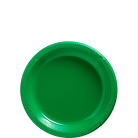 Festive Green Plastic Plates, 7"