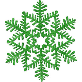 Large Glitter Plastic Snowflake Decoration - Green