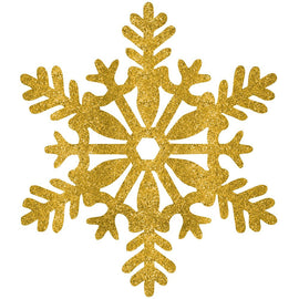 Large Glitter Plastic Snowflake Decoration - Gold