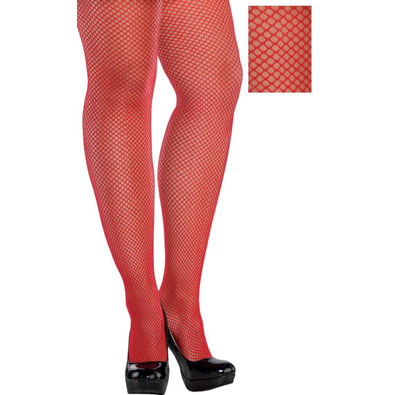 Red Fishnet Stockings - Adult Plus