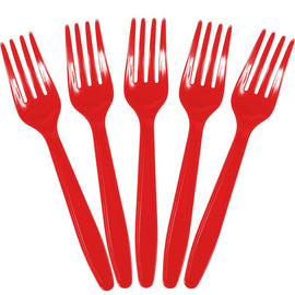 Apple Red Plastic Forks