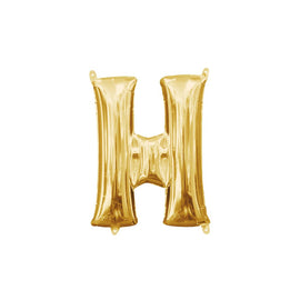 Foil Balloon - Mini Letter Gold H (16 inch Air-Filled Only)