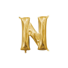 Foil Balloon - Mini Letter Gold N (16 inch Air-Filled Only)