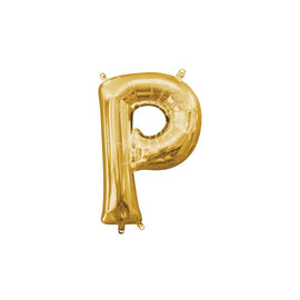 Foil Balloon - Mini Letter Gold P (16 inch Air-Filled Only)