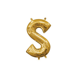 Foil Balloon - Mini Letter Gold S (16 inch Air-Filled Only)