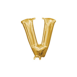 Foil Balloon - Mini Letter Gold V (16 inch Air-Filled Only)