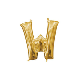 Foil Balloon - Mini Letter Gold W (16 inch Air-Filled Only)