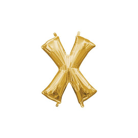 Foil Balloon - Mini Letter Gold X (16 inch Air-Filled Only)