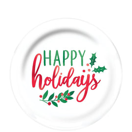 Happy Holidays Coupe Plates Hot-Stamped 7 1/2"