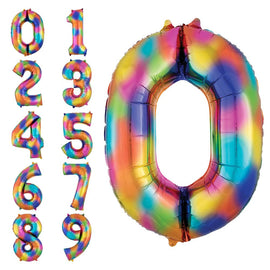 Foil Balloon - Jumbo Rainbow Number 0
