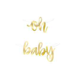 "Oh Baby" Gold Foil Script Banner, 2.8 ft