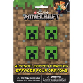 Minecraft Pencil Top Erasers, 4ct