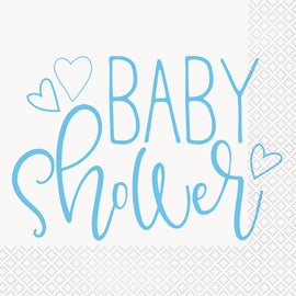 Blue Hearts Baby Shower Luncheon Napkins, 16ct