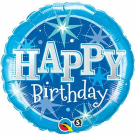 Foil Balloon - Birthday Sprkl Blue
