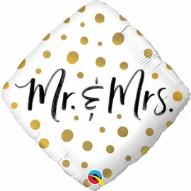 Foil Balloon - Gold Dots Mr. & Mrs.