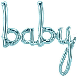 Super Shape Foil Balloon Metallic Blue Baby Script