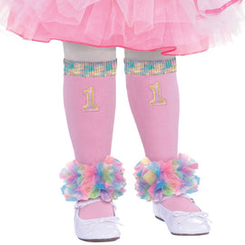 1st Birthday Leg Warmers - Pink