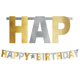 Birthday Accessories Silver & Gold Giant Letter Banner