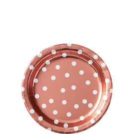 6 3/4" Round Plates Metallic Confetti Dot - Rose Gold