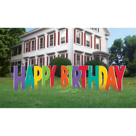 Happy Birthday Letters Lawn Yard Sign Multi