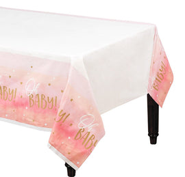 Oh Baby Pink Plastic Table Cover