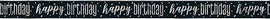 1 9ft Glitz Black & Silver Prismatic Foil Banner "Happy Birthday"