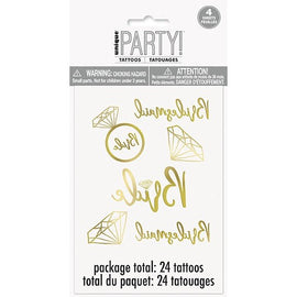 Metallic Foil Bachelorette Party Tattoos, 24ct