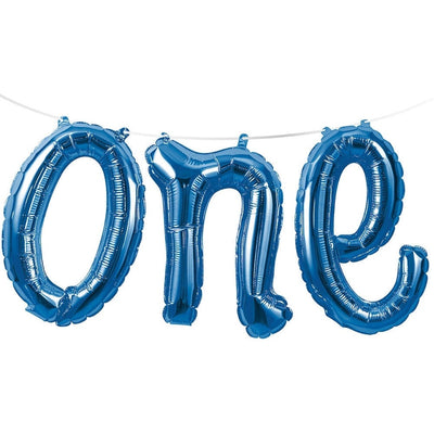 1St Birthday Blue " One" Balloon Banner