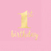 1St Birthday Premium Pink Hot Stamped Beverage Napkins