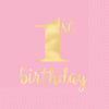 1St Birthday Premium Pink Hot Stamped Luncheon Napkins