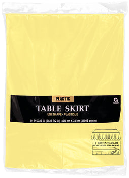 Light Yellow Solid Color Plastic Table Skirt, 14' x 29"