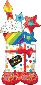 Stacked Birthday Icons AirLoonz Foil Balloon