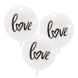 17" Large White Round Wedding Balloons - "Love"