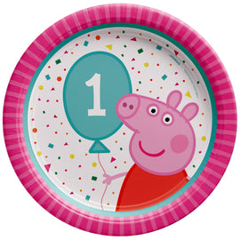 Peppa Pig Confetti Party 1st Birthday 7" Round Plate