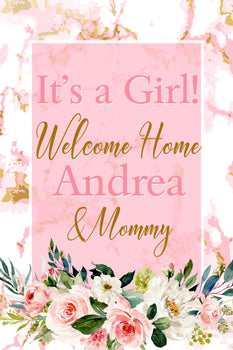 Customizable Yard Sign / Lawn Sign Baby Shower Watercolor Pink