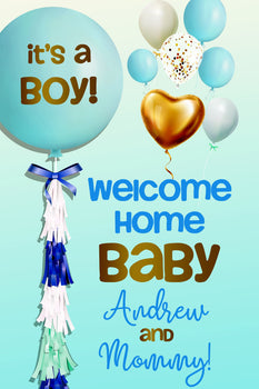 Customizable Yard Sign / Lawn Sign Baby Shower Balloon Tassel Blue