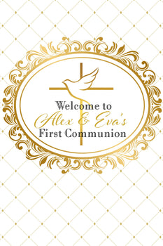 Customizable Yard Sign / Lawn Sign Welcome First Communion Gold