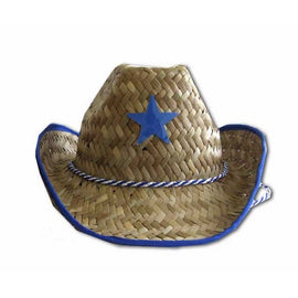 Cowboy Hat - Child-sized Straw W/Blue