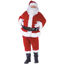 Adult Santa Costume - Velour Plus Size Suit