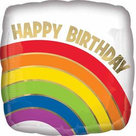 Foil Balloon - Gold Rainbow Birthday