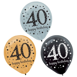 Sparkling Celebration "40th Birthday" Latex Balloons