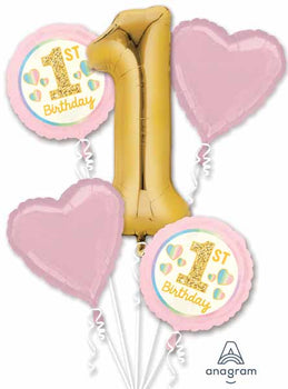 Foil Balloon - Bouquet 1st Bday Pink