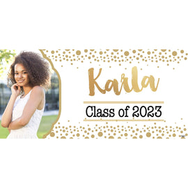 Banner - Custom Deluxe Grad Gold Dots With Picture