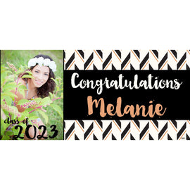 Banner - Custom Deluxe Grad Black & White Hatch With Picture