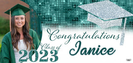 Banner - Custom Deluxe Grad Teal Glam With Picture