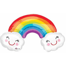 Rainbow with Clouds Supershape Foil Balloon